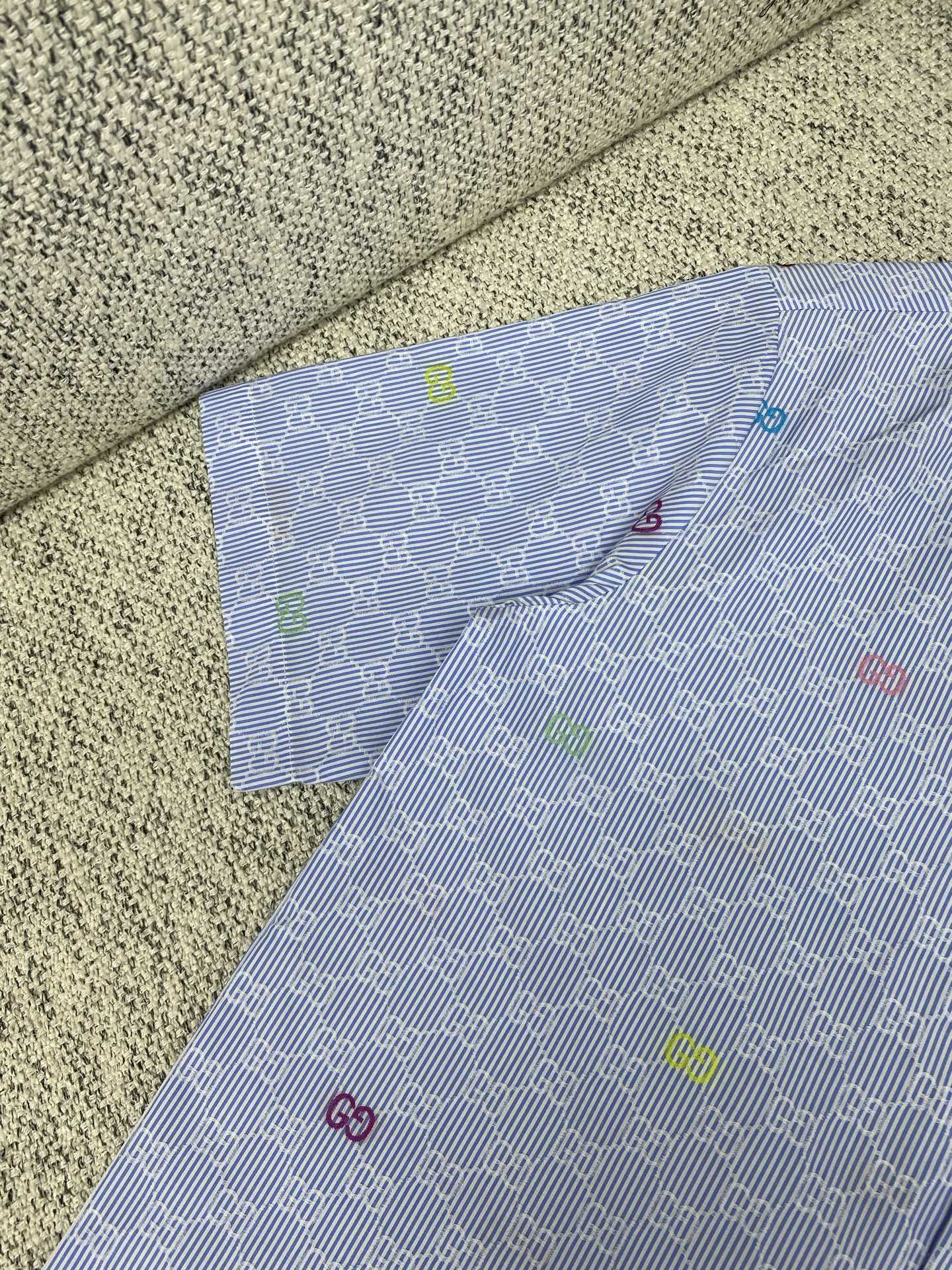 Gucci Striped Cotton Shirt with Multicolor GG Logo Details - Short Sleeve 5 i1751872802810 169 0 4