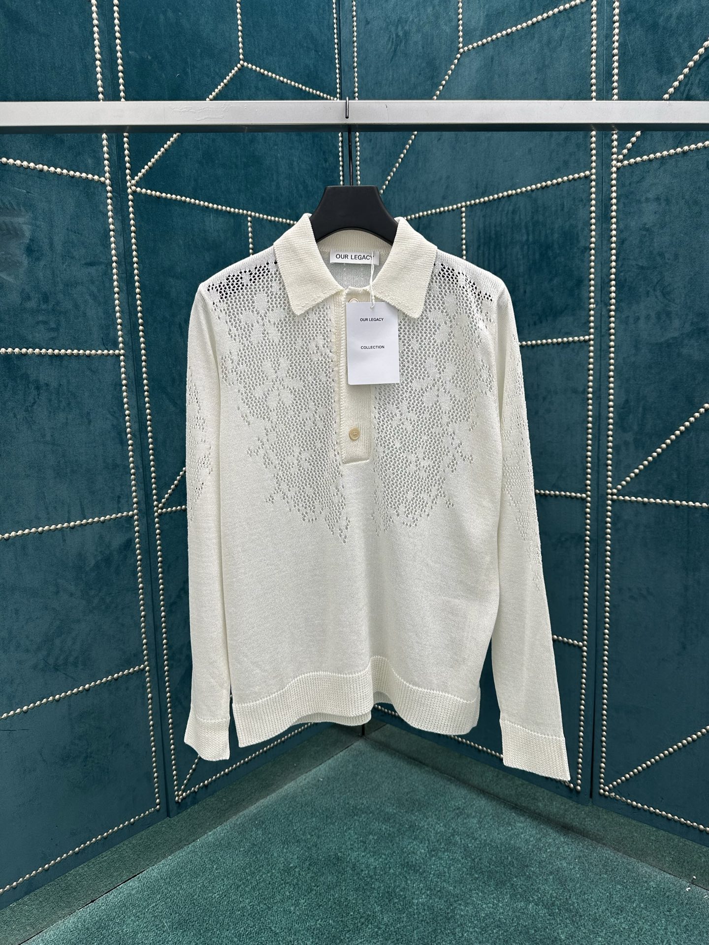 NO:457453,OUR LEGACY25ss new floral lace knitted shoulder-fall loose long-sleeved shirt S.M.L,shirts,alexander wang19860909OUR LEGACY25ss新款花卉蕾丝针织落肩宽松长袖衬衫 码数S.M.L,,shirts,alexander wang,Men's clothing