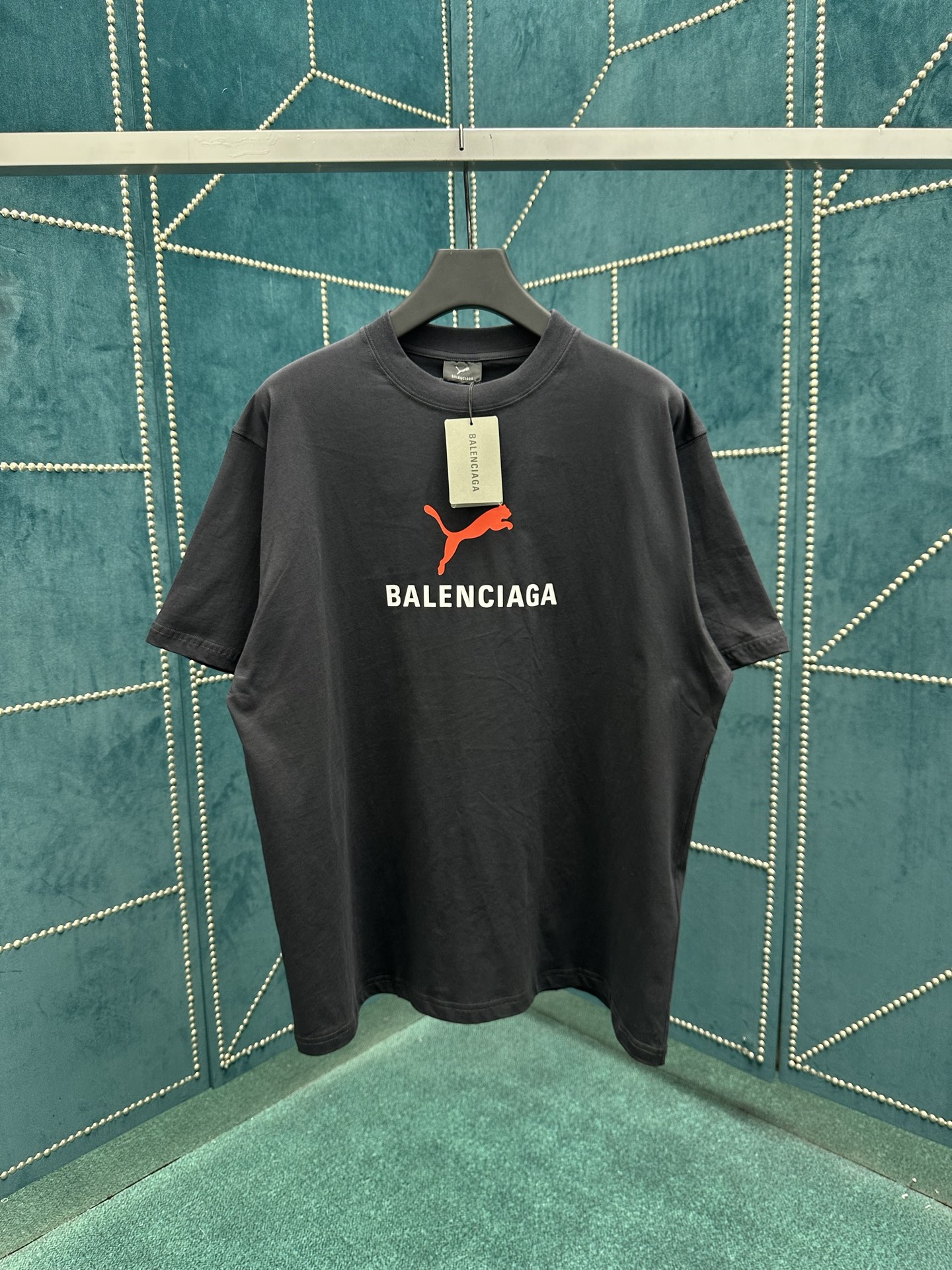 NO:454883,Paris 25ss new Paris co-branded PUMA/Puma letter printed round neck loose fit T-shirt high version S.M.L., tees, t-shirt, alexander wang19860909巴黎 25ss新款巴黎联名PUMA/彪马 字母印花圆领 宽松版型 T恤 高版本 码数S.M.L.,,tees，t-shirt,alexander wang,Men's clothing