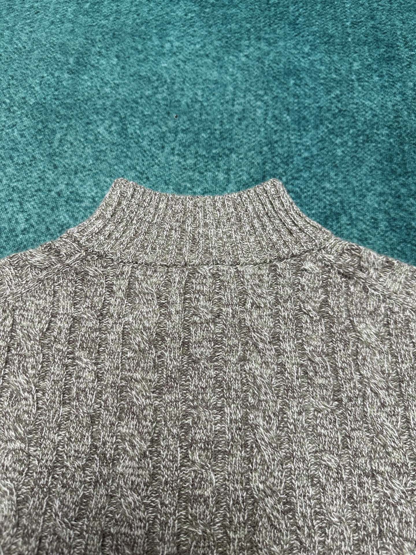 lP🆕 25ss新款拉链纯色长袖羊绒衫 男款 咖色码数：S.M.L.