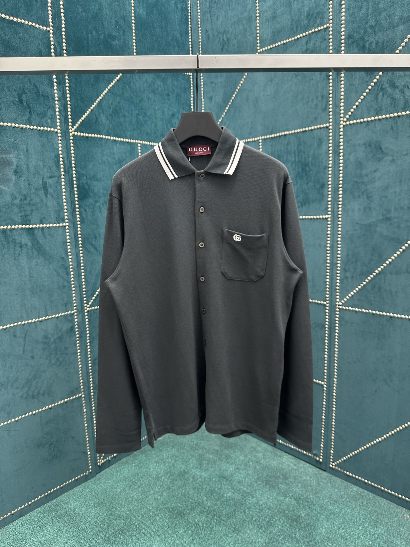 G家 25ss新款饰刺绣珠地棉Polo衫 男款 深灰色 高版本码数：S.M.L.XL.