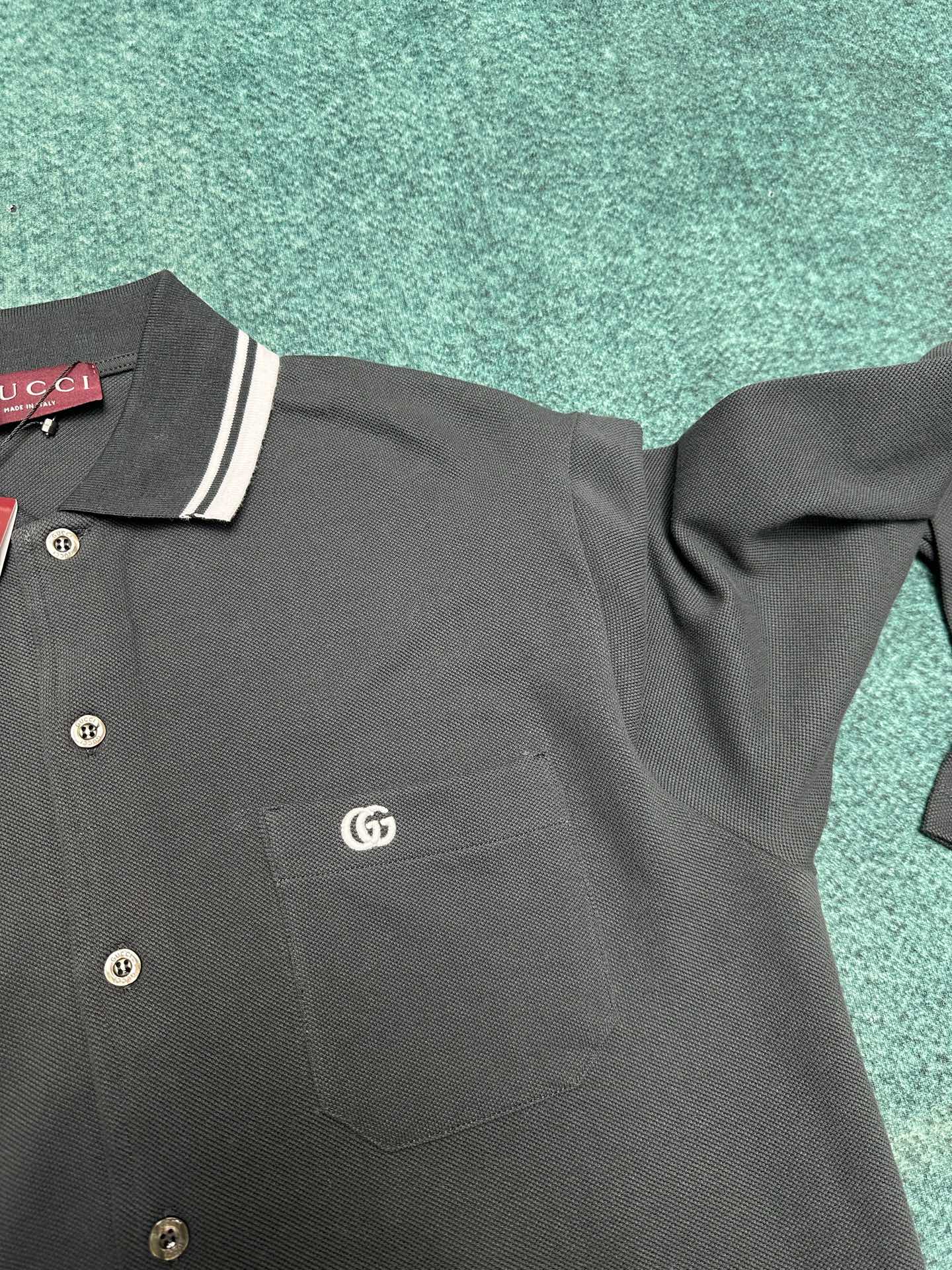 G家 25ss新款饰刺绣珠地棉Polo衫 男款 深灰色 高版本码数：S.M.L.XL.