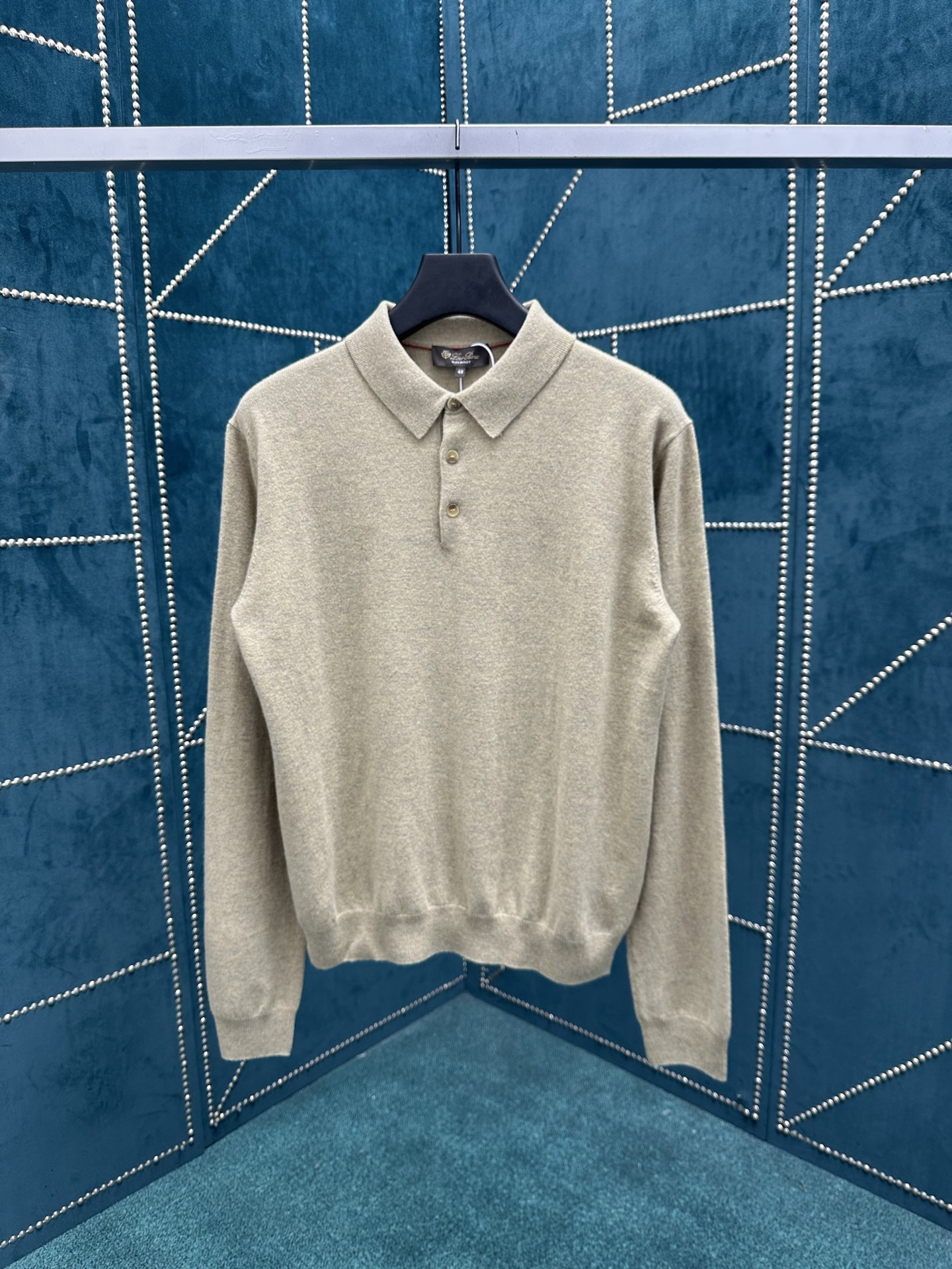 NO:524971,LP 25ss new cashmere long-sleeved solid color Polo shirt men's beige size 48.50.52.54., loro piano, alexander wang19860909LP 25ss新款羊绒长袖纯色Polo衫 男款 米黄色 码数48.50.52.54.,,loro piana,alexander wang,Men's clothing