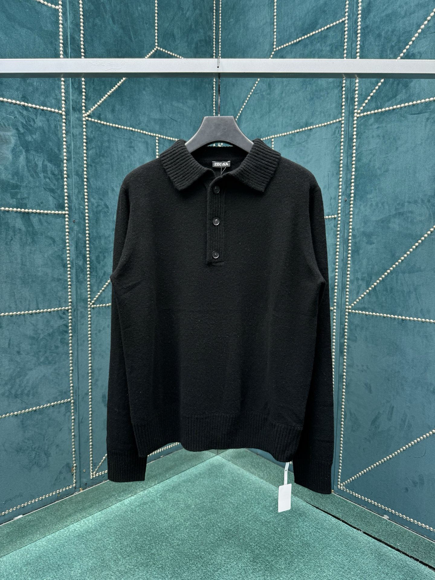 NO:523903,Zegna 25ss new solid color knitted POLO shirt black high version S.ML.XL., zegna, alexander wang19860909杰尼亚 25ss新款纯色针织POLO衫 黑色 高版本 码数S.ML.XL.,,zegna,alexander wang,Men's clothing