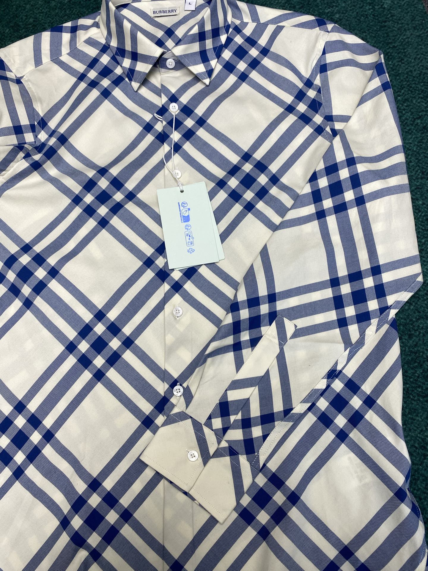 巴宝莉 新款经典条纹拼接撞色长袖衬衫 高版本码数：S.M.L.XL.XXL.