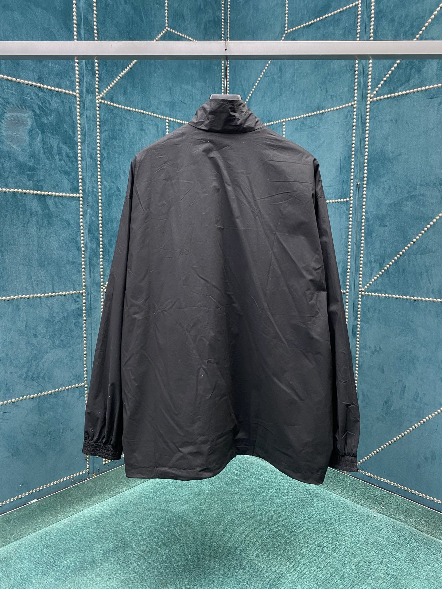 巴黎 25ss新款纯棉高领长袖夹克外套 宽松版型 男款 黑色码数：XS.S.M.L.