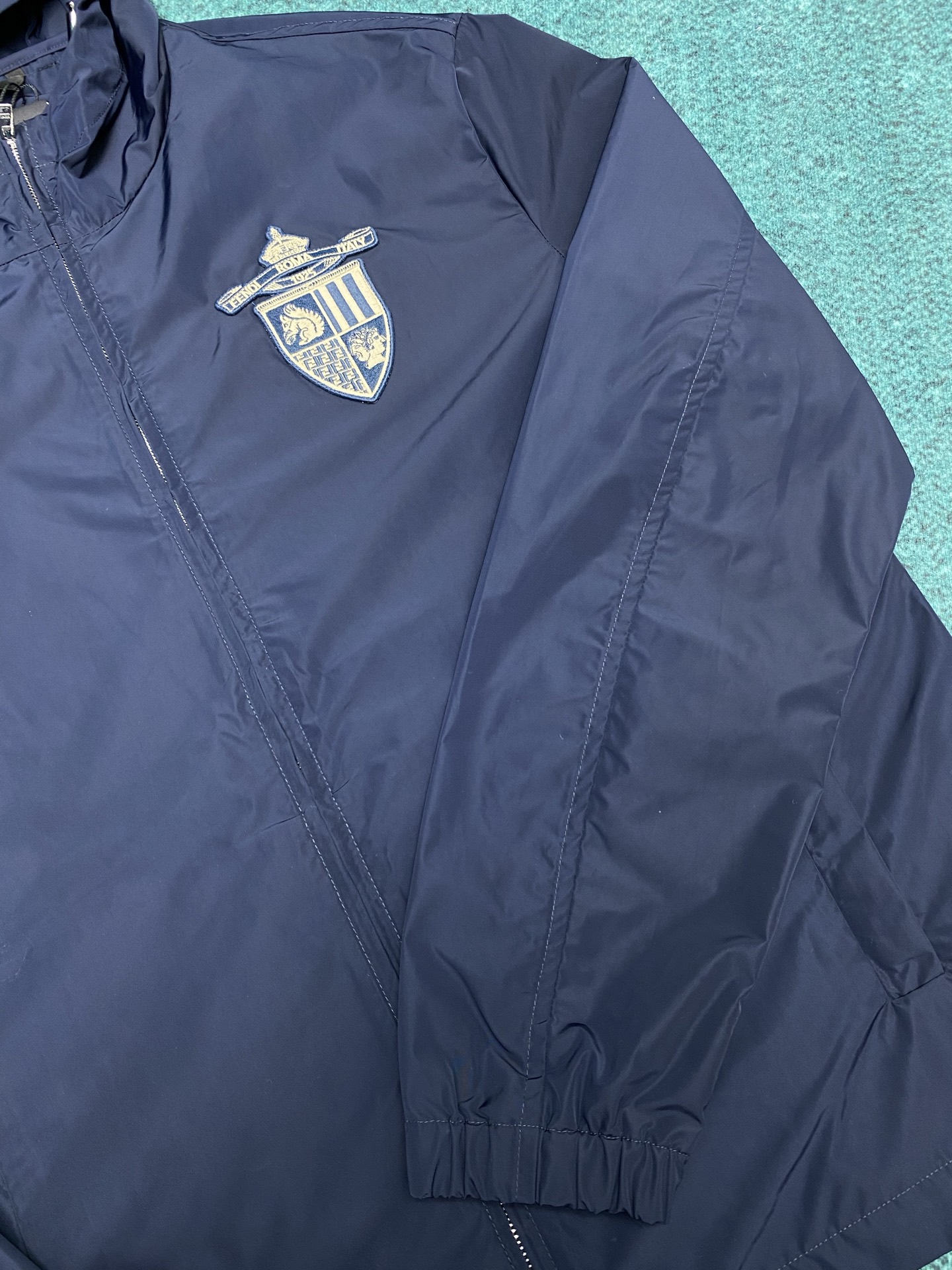 芬迪 25ss新款纯色拉链连帽长袖夹克外套 男款 蓝色 高版本 码数：46.48.50.52.54.