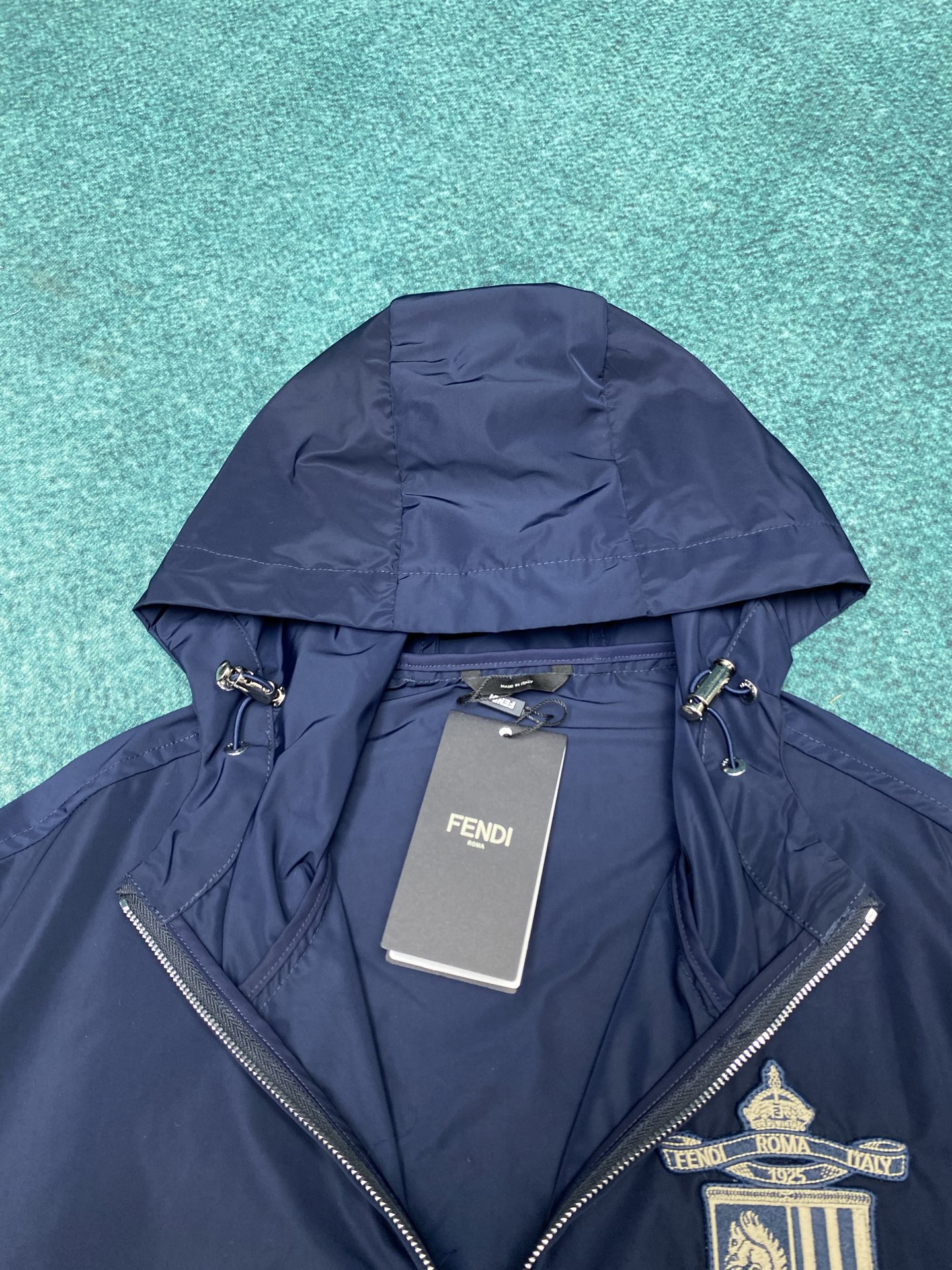 芬迪 25ss新款纯色拉链连帽长袖夹克外套 男款 蓝色 高版本 码数：46.48.50.52.54.