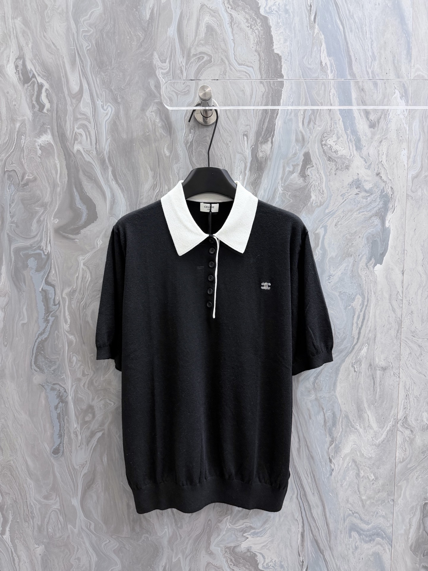 @180CEL1NE 26 nuevo modelo liso botones con logo, bordado de marca camiseta manga corta polo unisex alta versión. Talla…