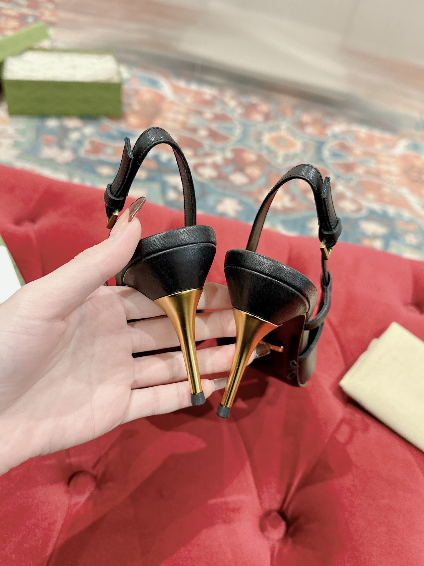 Gucci Women's Pointed-Toe Slingback Heels with Metal Heel 9 i1703601862 4035 6