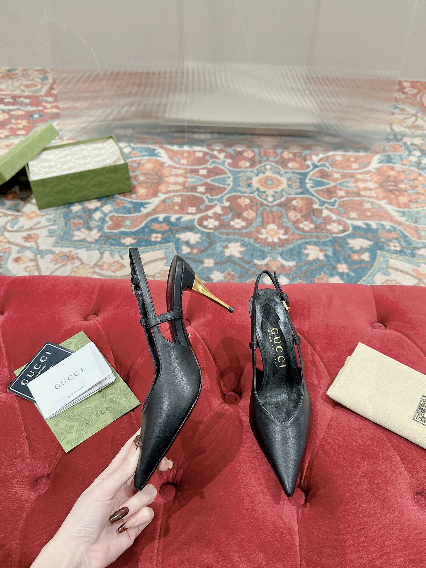 Gucci Women's Pointed-Toe Slingback Heels with Metal Heel 6 i1703601862 9633 2