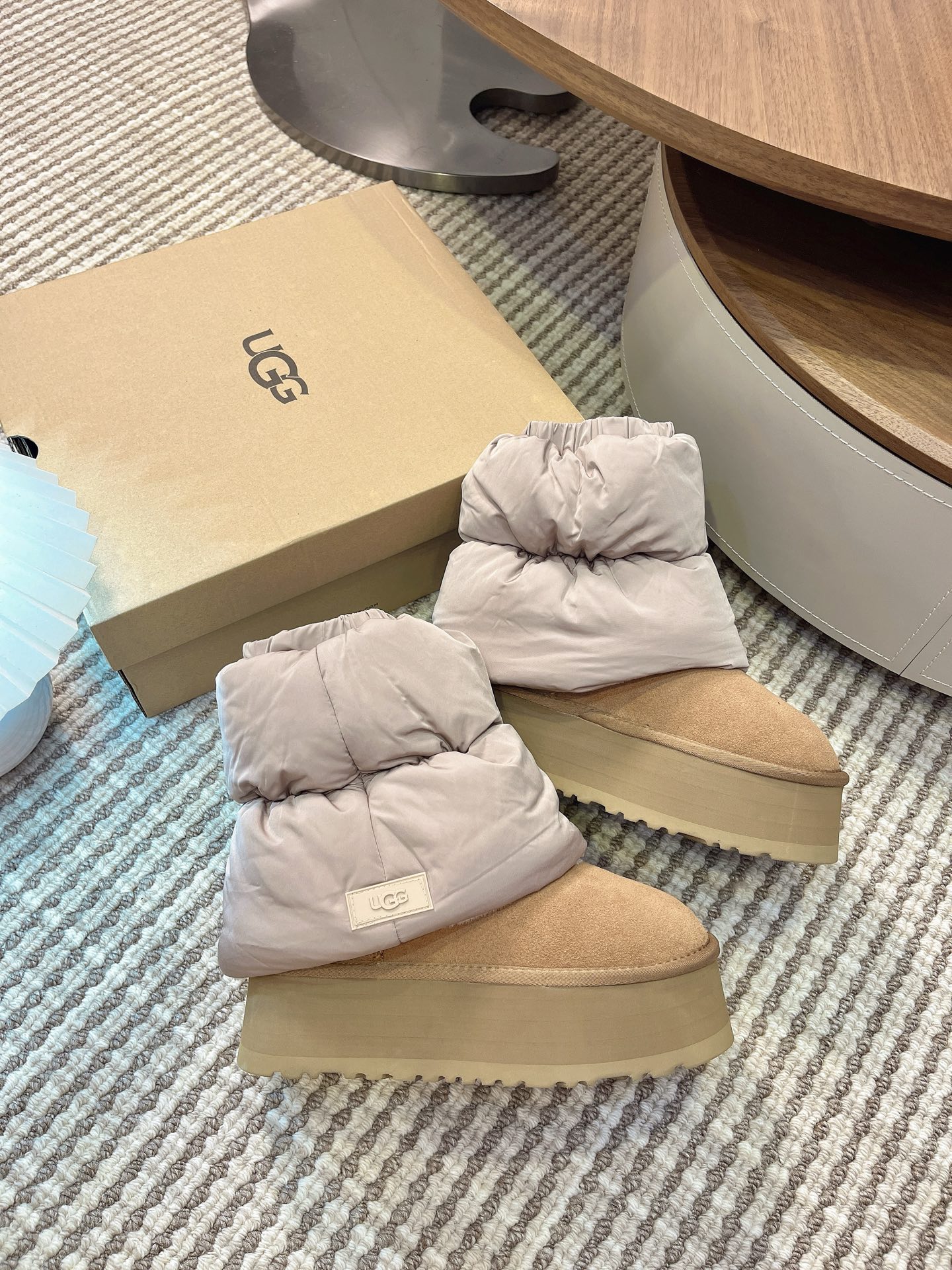 UGG Women's Elastic Snow Boots - Premium Leather & Rabbit Fur Comfort