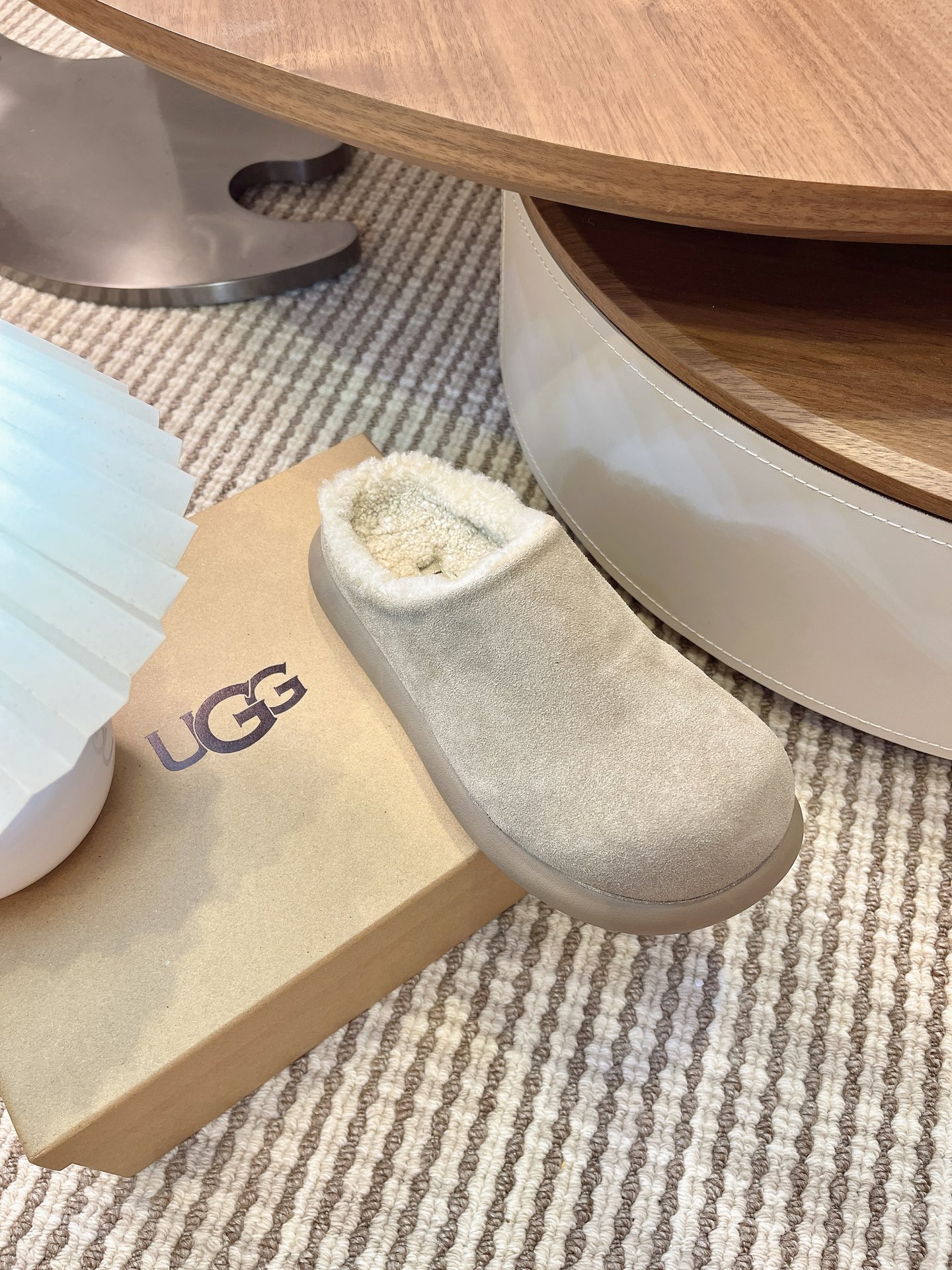 🔥Ugg大头土豆 升级版厚底增高拖鞋，牛皮羊毛 小个子秒变大长腿 小红书主推款 颜色：栗色 木棕 羚羊棕