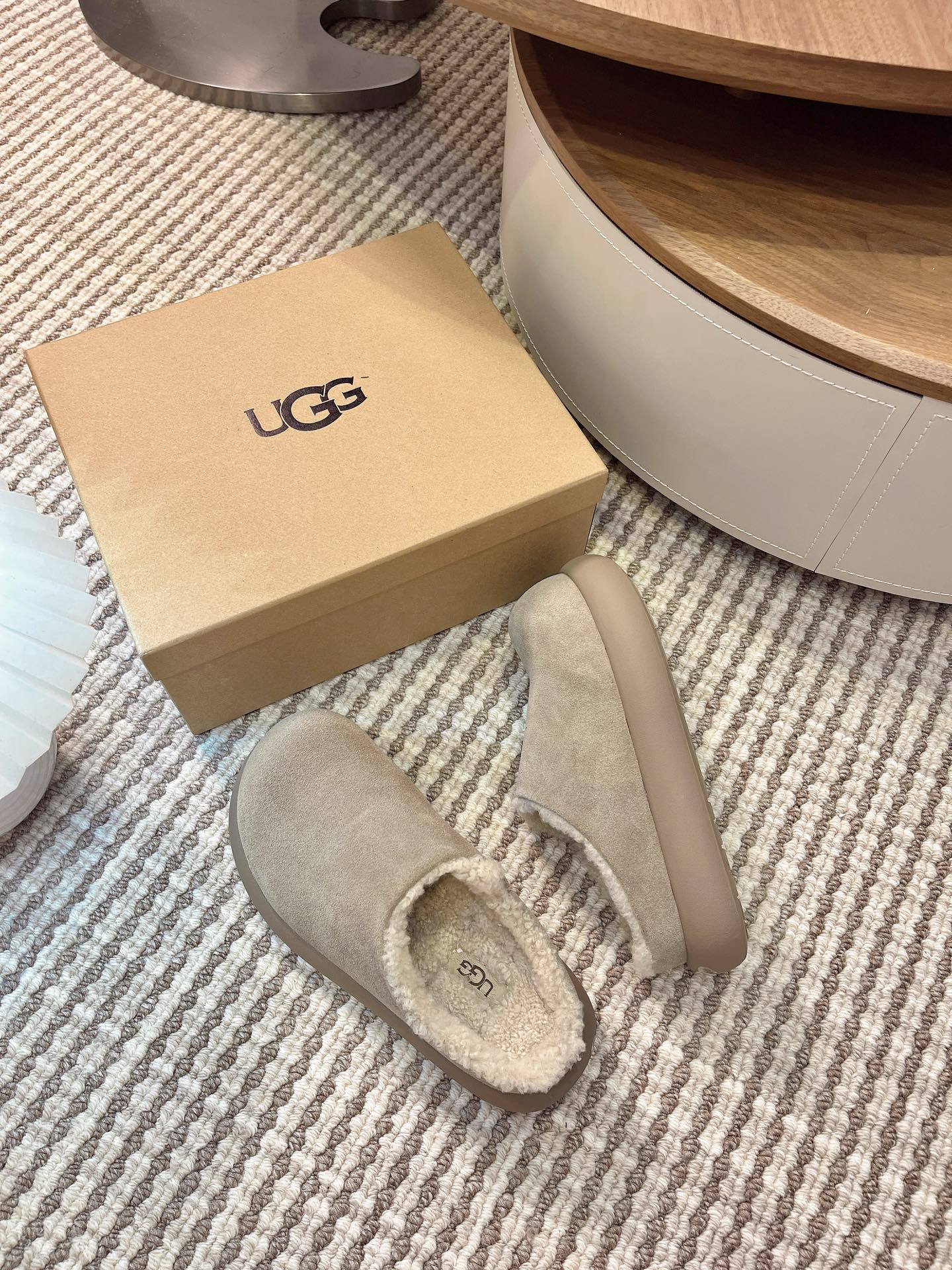 🔥Ugg大头土豆 升级版厚底增高拖鞋，牛皮羊毛 小个子秒变大长腿 小红书主推款 颜色：栗色 木棕 羚羊棕