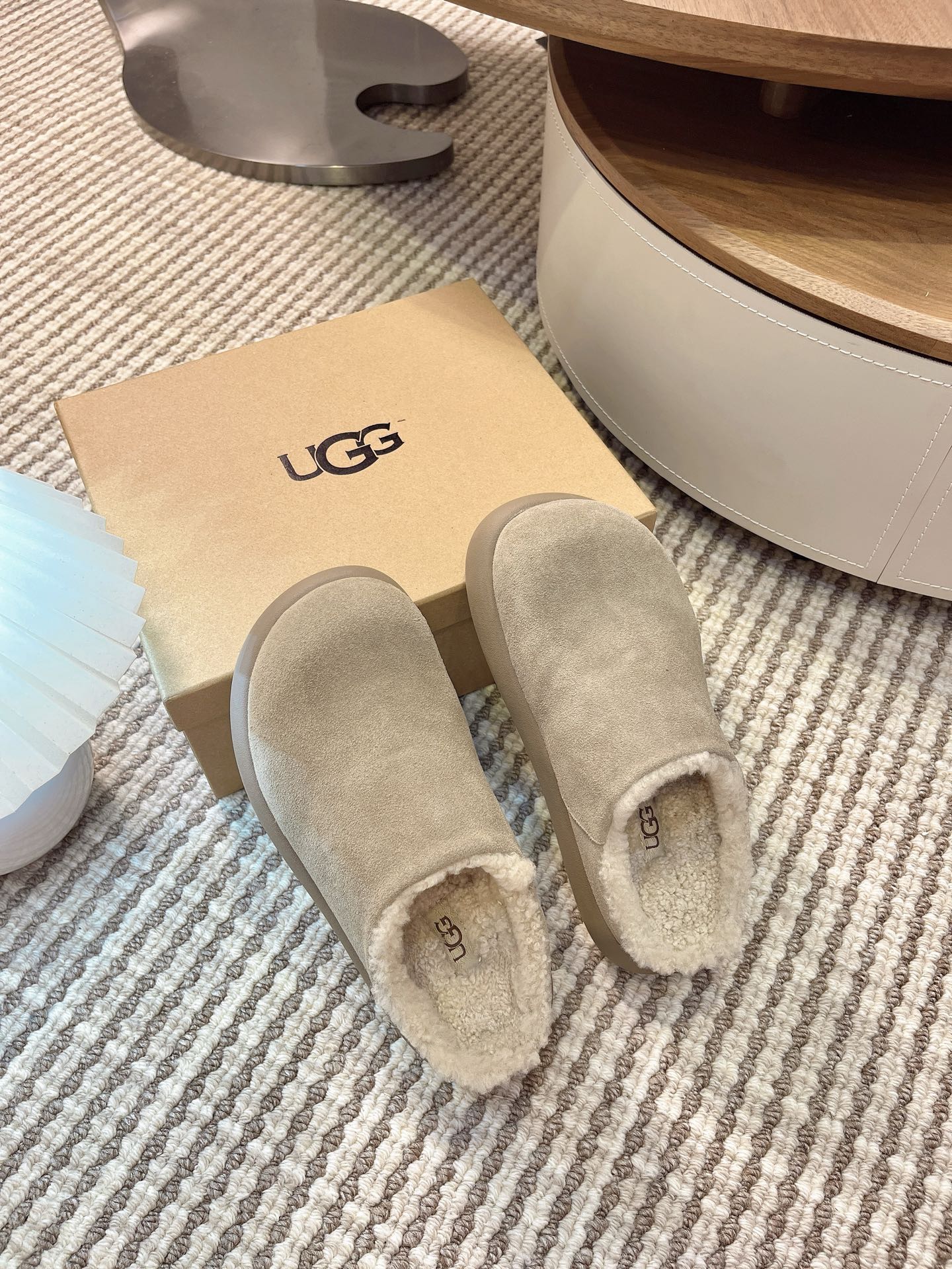 🔥Ugg大头土豆 升级版厚底增高拖鞋，牛皮羊毛 小个子秒变大长腿 小红书主推款 颜色：栗色 木棕 羚羊棕