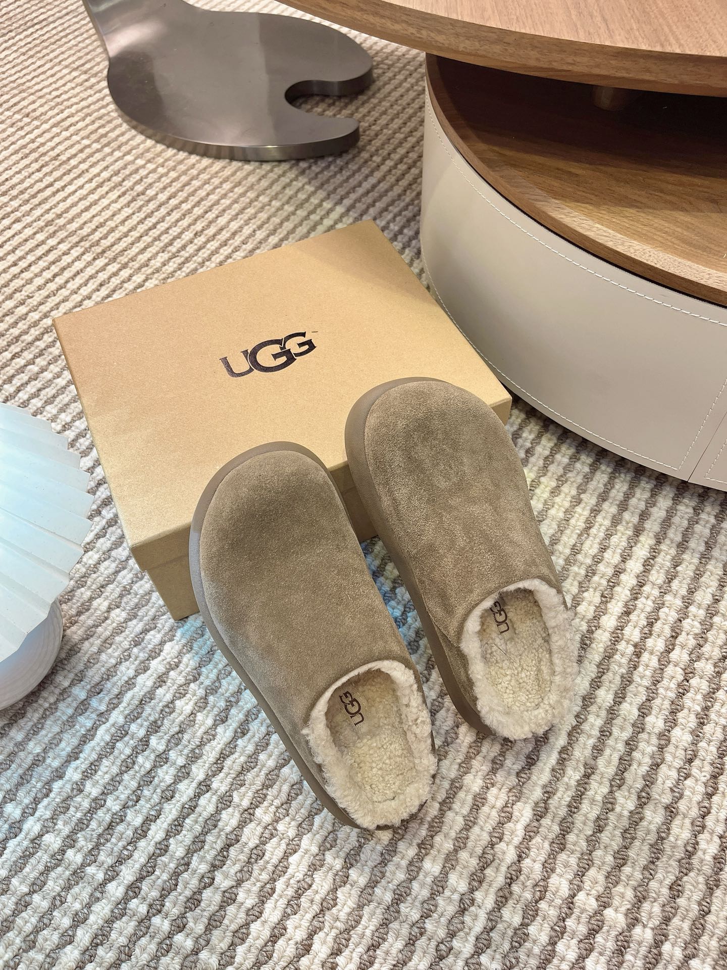 🔥Ugg大头土豆 升级版厚底增高拖鞋，牛皮羊毛 小个子秒变大长腿 小红书主推款 颜色：栗色 木棕 羚羊棕
