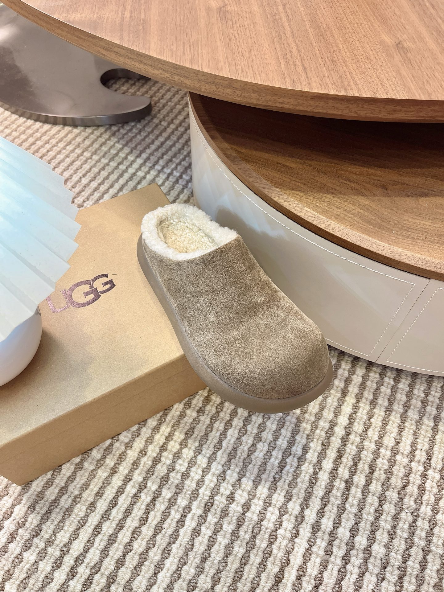 🔥Ugg大头土豆 升级版厚底增高拖鞋，牛皮羊毛 小个子秒变大长腿 小红书主推款 颜色：栗色 木棕 羚羊棕