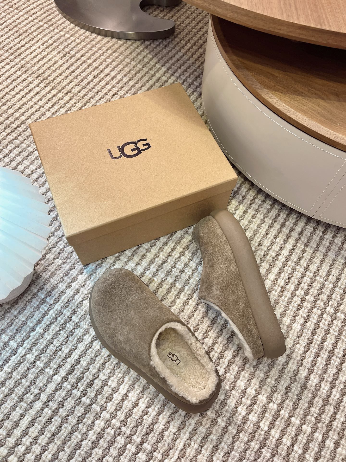 🔥Ugg大头土豆 升级版厚底增高拖鞋，牛皮羊毛 小个子秒变大长腿 小红书主推款 颜色：栗色 木棕 羚羊棕