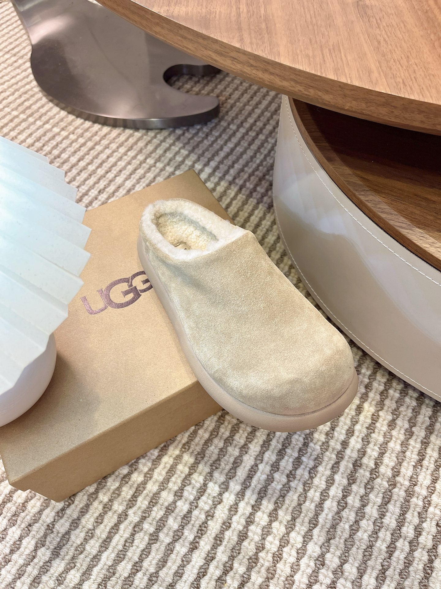 🔥Ugg大头土豆 升级版厚底增高拖鞋，牛皮羊毛 小个子秒变大长腿 小红书主推款 颜色：栗色 木棕 羚羊棕