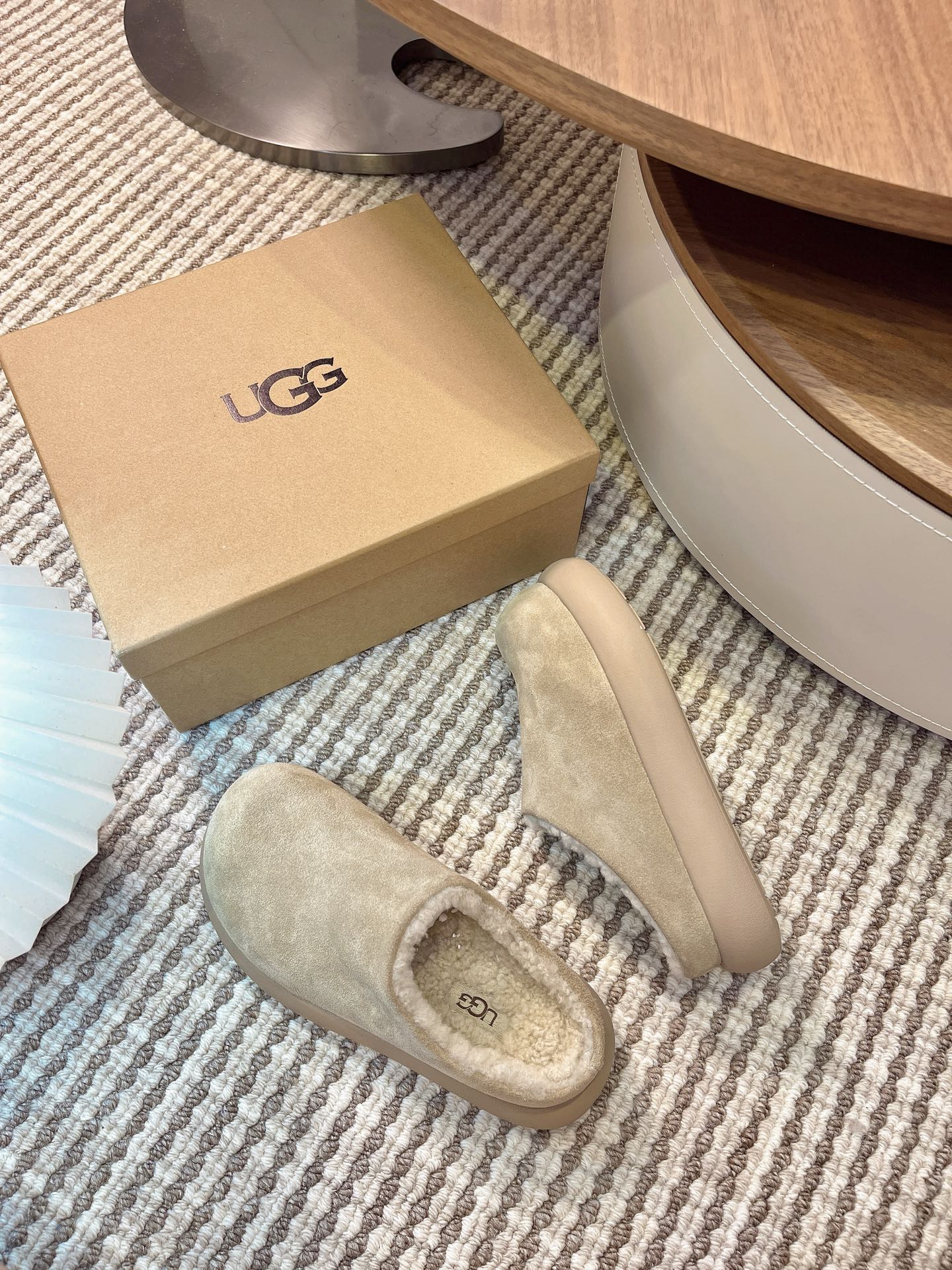 🔥Ugg大头土豆 升级版厚底增高拖鞋，牛皮羊毛 小个子秒变大长腿 小红书主推款 颜色：栗色 木棕 羚羊棕