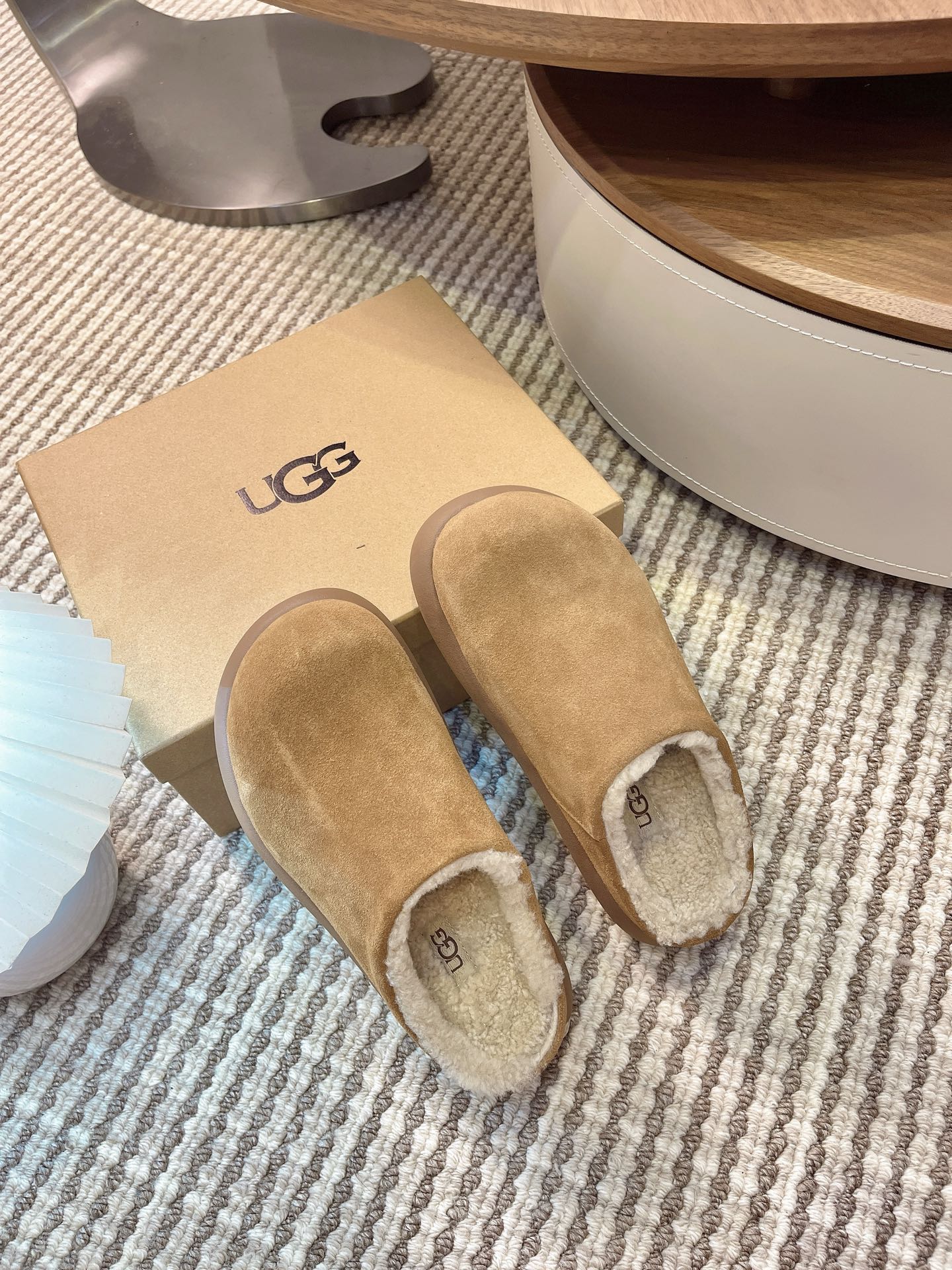 🔥Ugg大头土豆 升级版厚底增高拖鞋，牛皮羊毛 小个子秒变大长腿 小红书主推款 颜色：栗色 木棕 羚羊棕