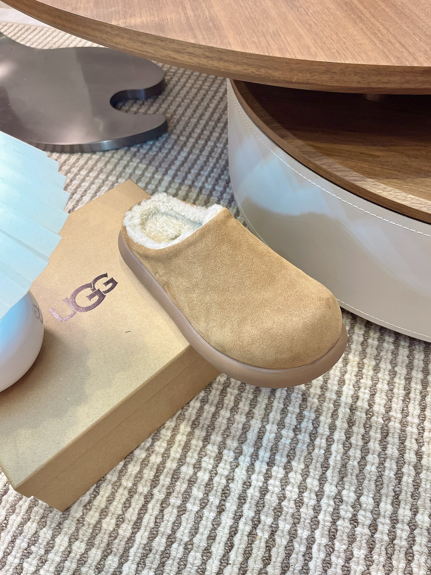 🔥Ugg大头土豆 升级版厚底增高拖鞋，牛皮羊毛 小个子秒变大长腿 小红书主推款 颜色：栗色 木棕 羚羊棕