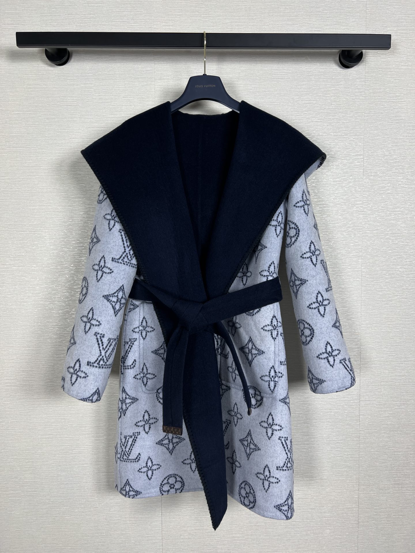 Louis Vuitton Navy Contrast Monogram Coat
