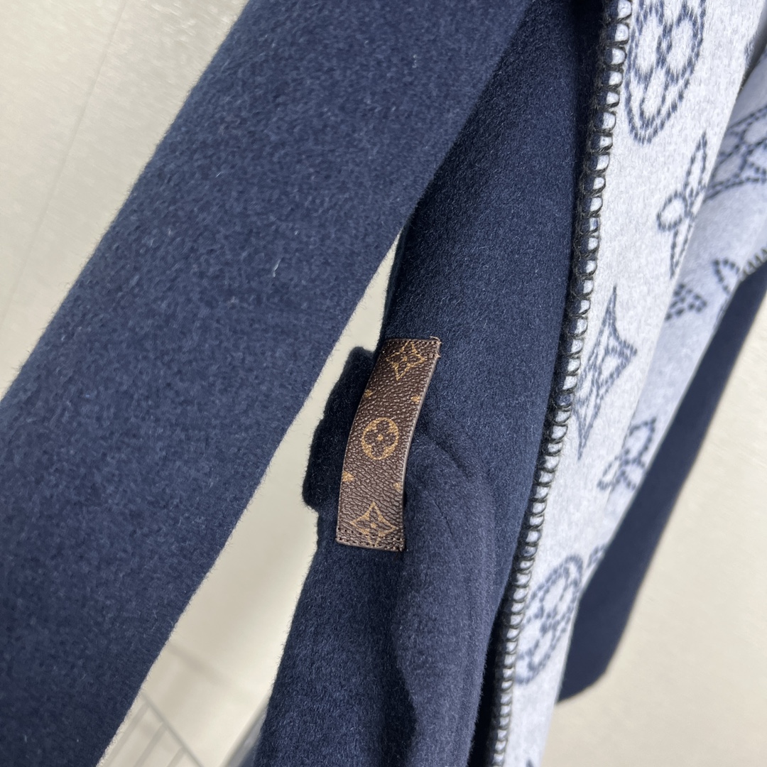 Louis Vuitton Navy Contrast Monogram Coat