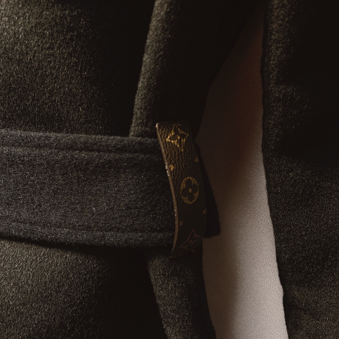 Louis Vuitton Black Monogram Belted Coat