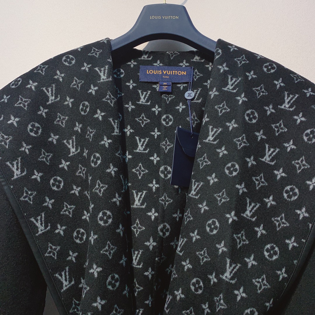 Louis Vuitton Black Monogram Belted Coat