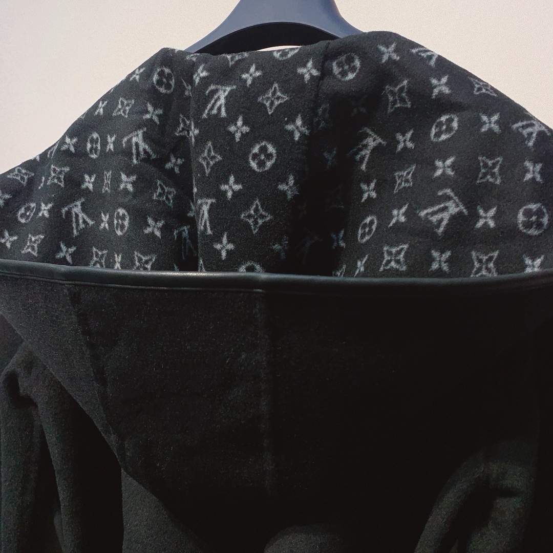 Louis Vuitton Black Monogram Belted Coat