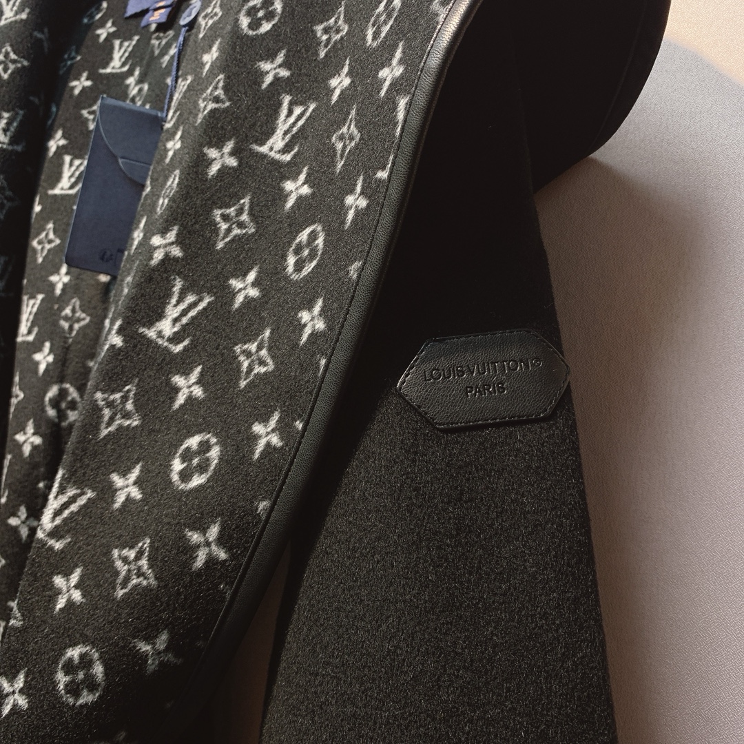 Louis Vuitton Black Monogram Belted Coat