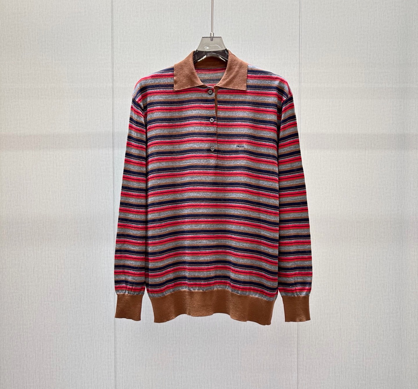 Prada Red Striped Polo Sweater