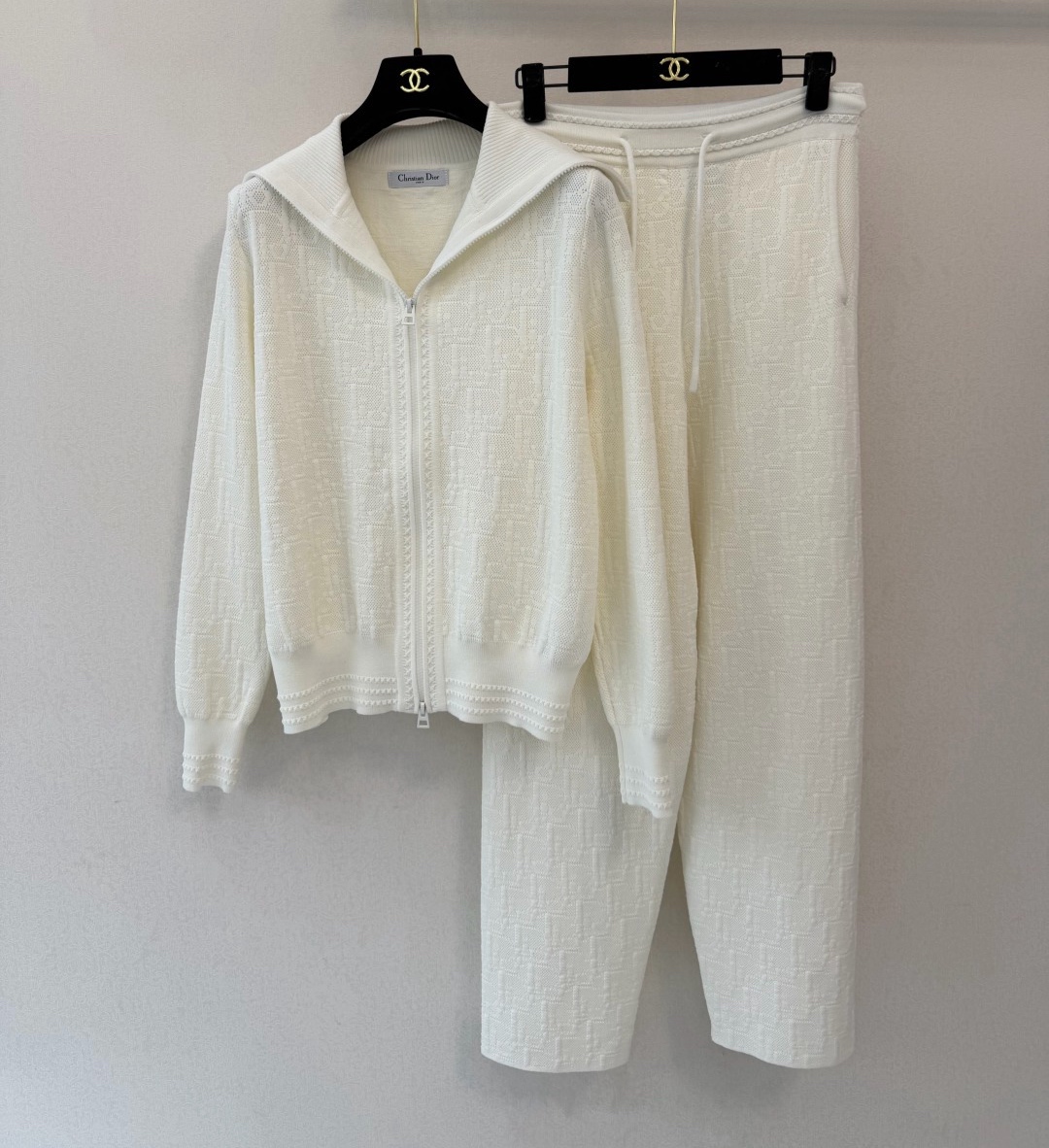 Ivory Hooded Zip Top and Pants Set