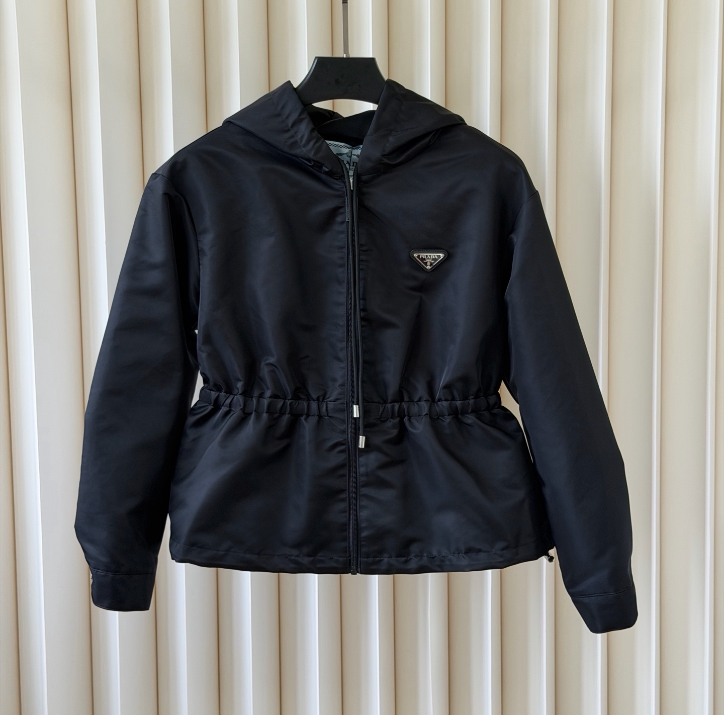 Prada Black Cinched Hooded Jacket