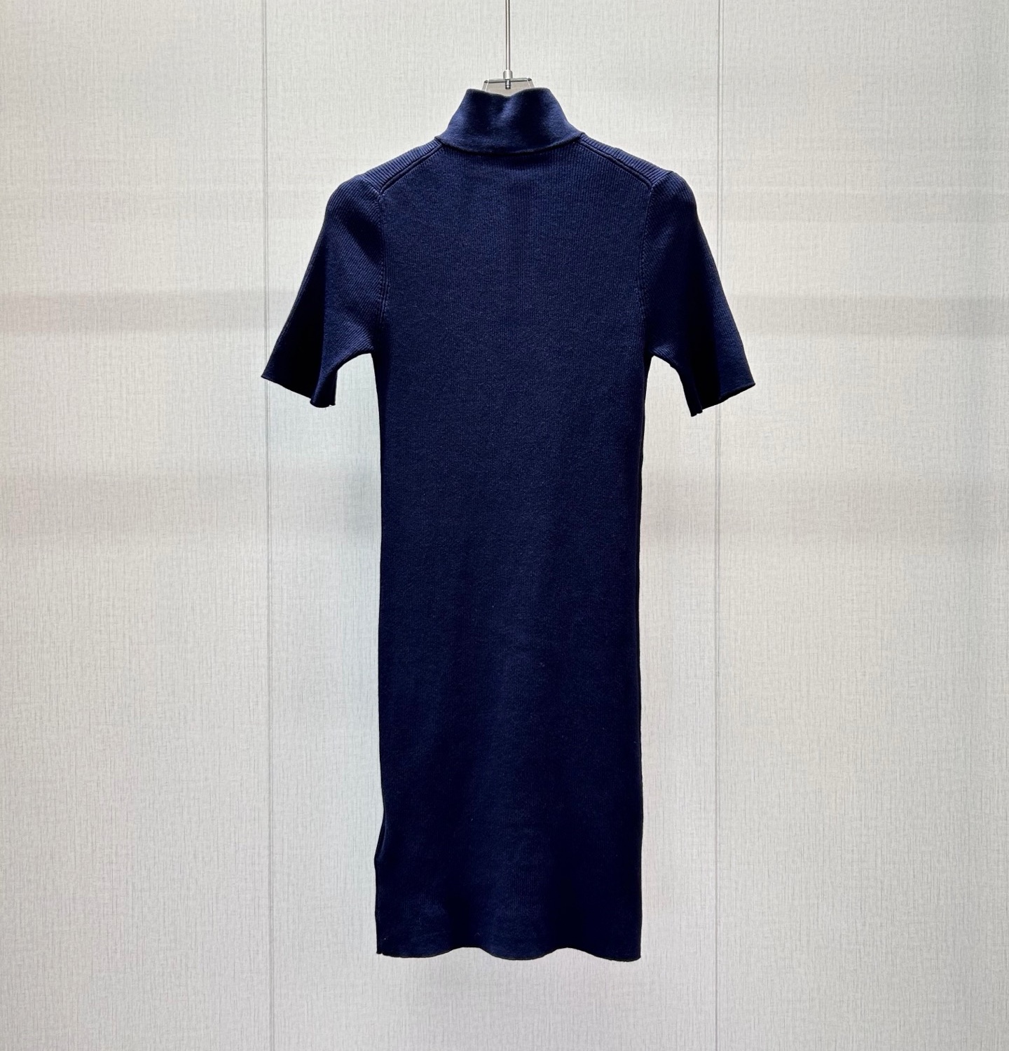 Miu Miu Navy Logo Zip Neck Knit Dress