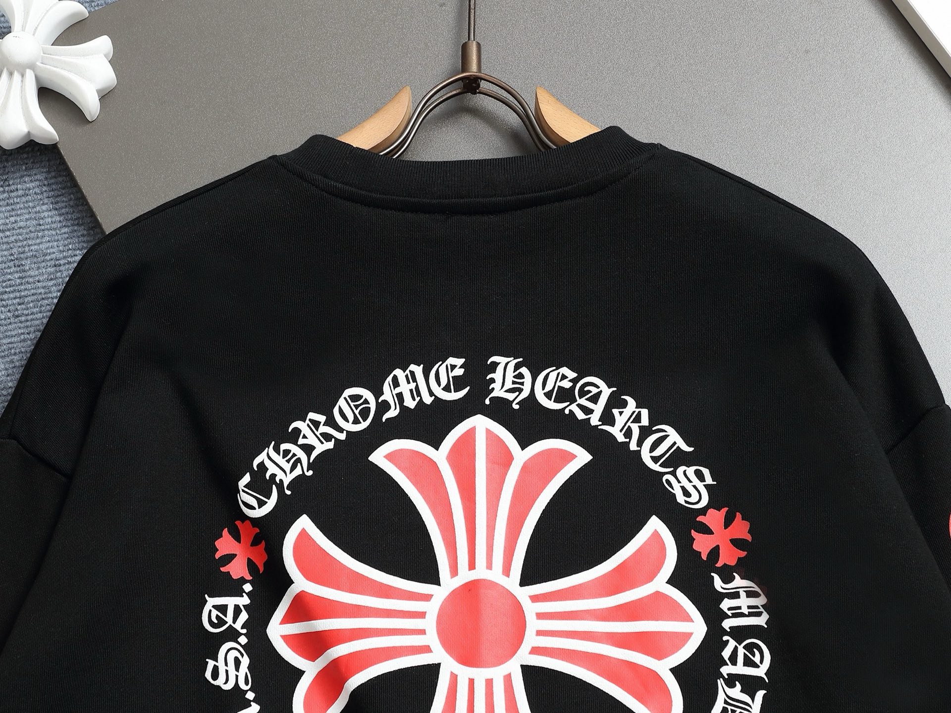 Chrome Hearts Cross Print Black Cotton Sweatshirt Round Neck XS-L 6 i1754754118705 1448 0 11