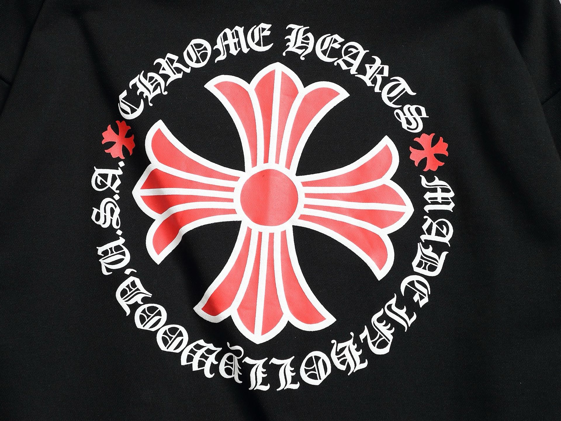 Chrome Hearts Cross Print Black Cotton Sweatshirt Round Neck XS-L 5 i1754754202673 722 0 9
