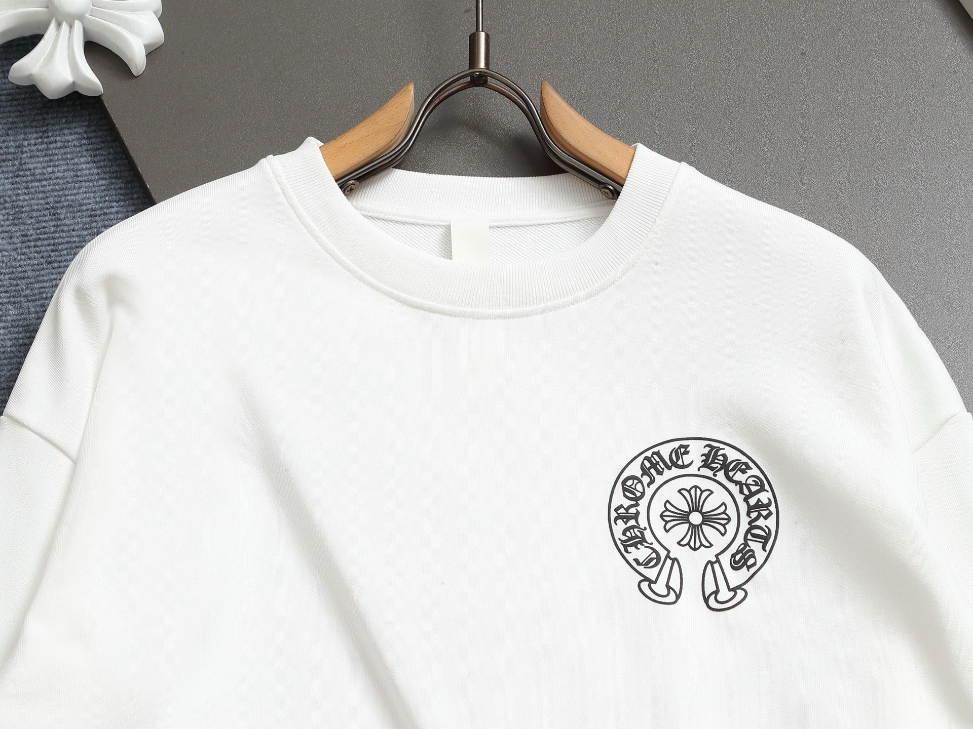 Chrome Hearts Horseshoe Logo Crewneck Sweatshirt, White Cotton Blend Jumper 4 i1754755400188 4604 0 2