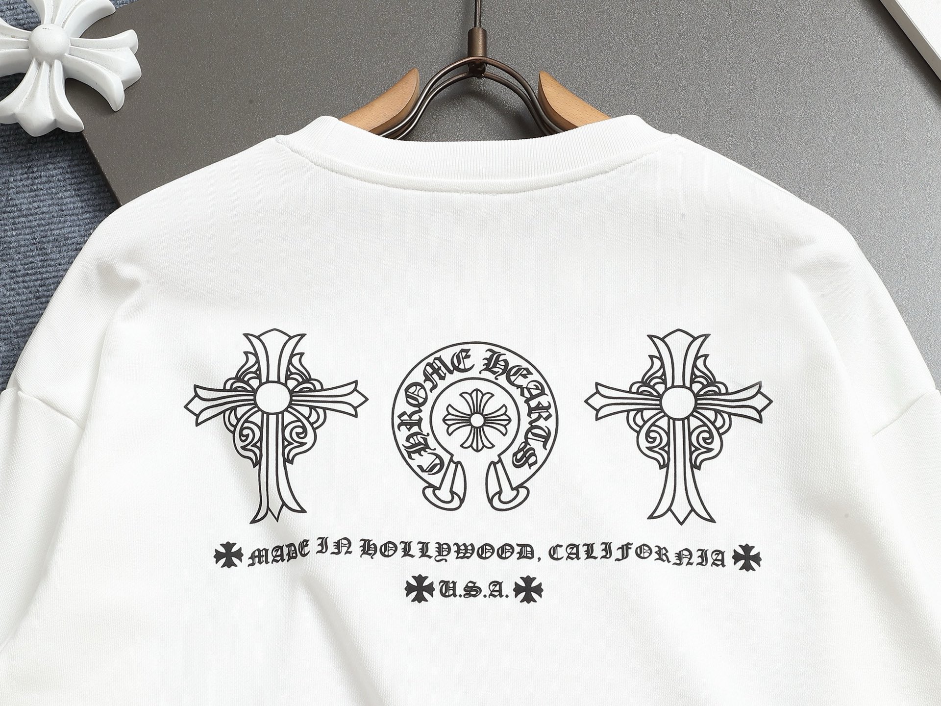 Chrome Hearts Horseshoe Logo Crewneck Sweatshirt, White Cotton Blend Jumper 7 i1754755402797 69 0 11
