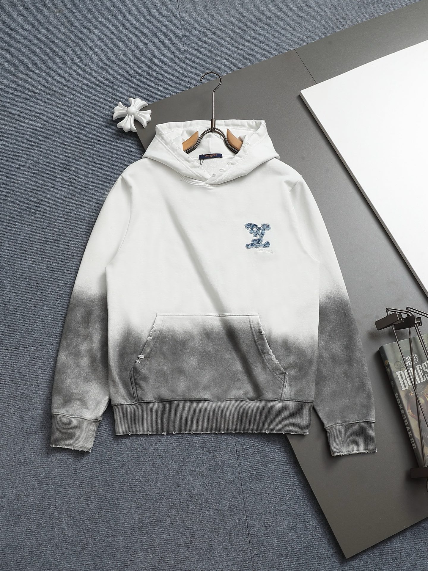 Louis Vuitton Sudadera con Capucha Estampada de Mezclilla Lavada Unisex
