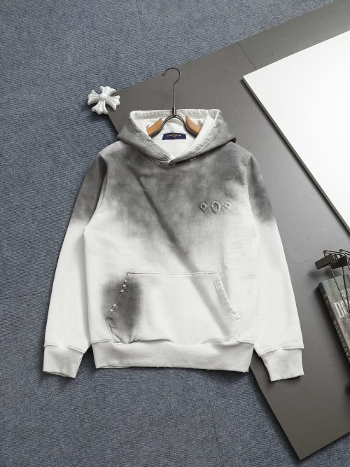 Louis Vuitton Embroidered Logo Cotton Hoodie Distressed Wash Sweatshirt 1 Louis Vuitton Embroidered Logo Cotton Hoodie Distressed Wash Sweatshirt