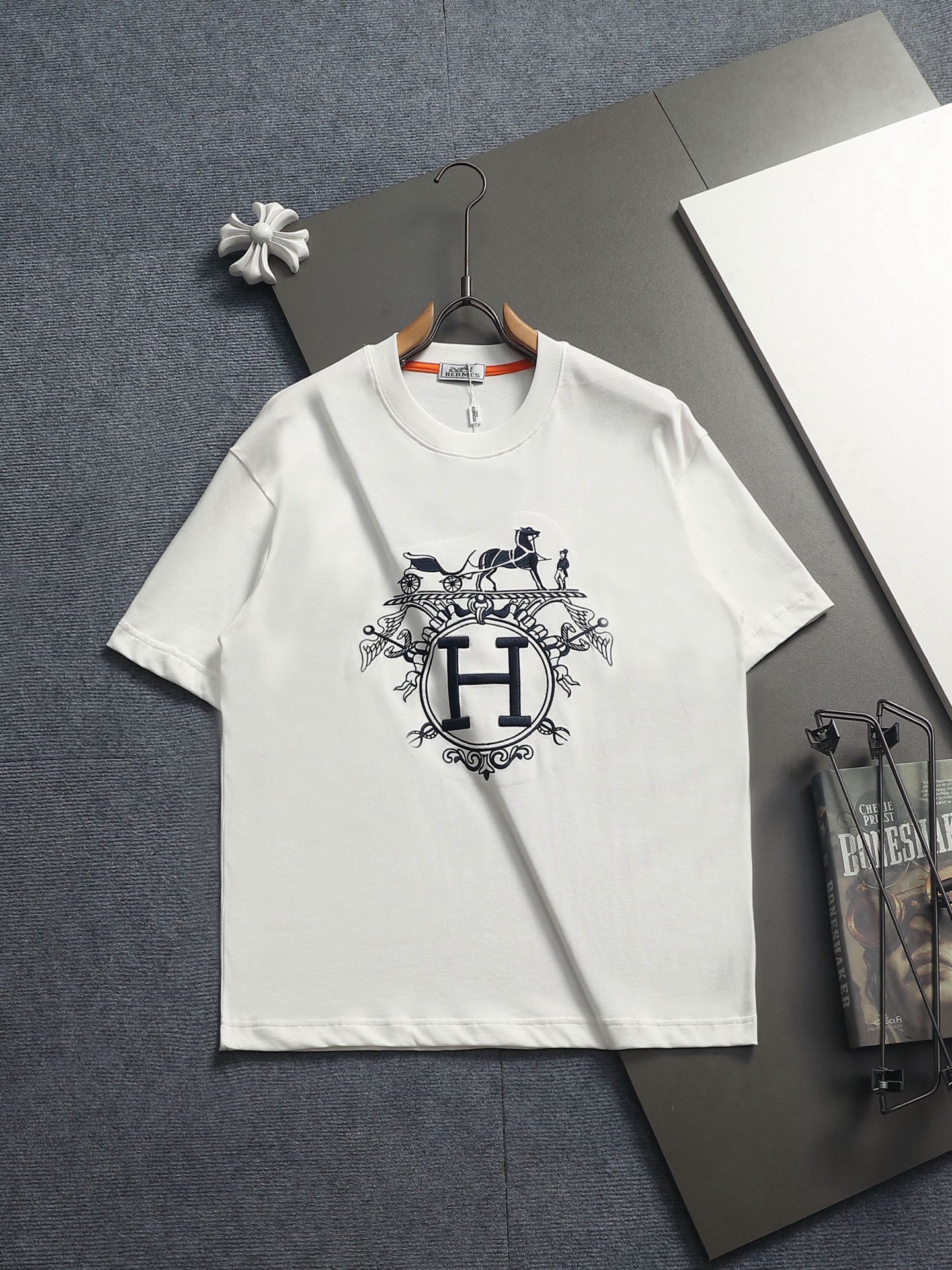 Hermès Hermes爱马仕 2026春夏新款 高端优雅 男士定制 320g纯棉短袖