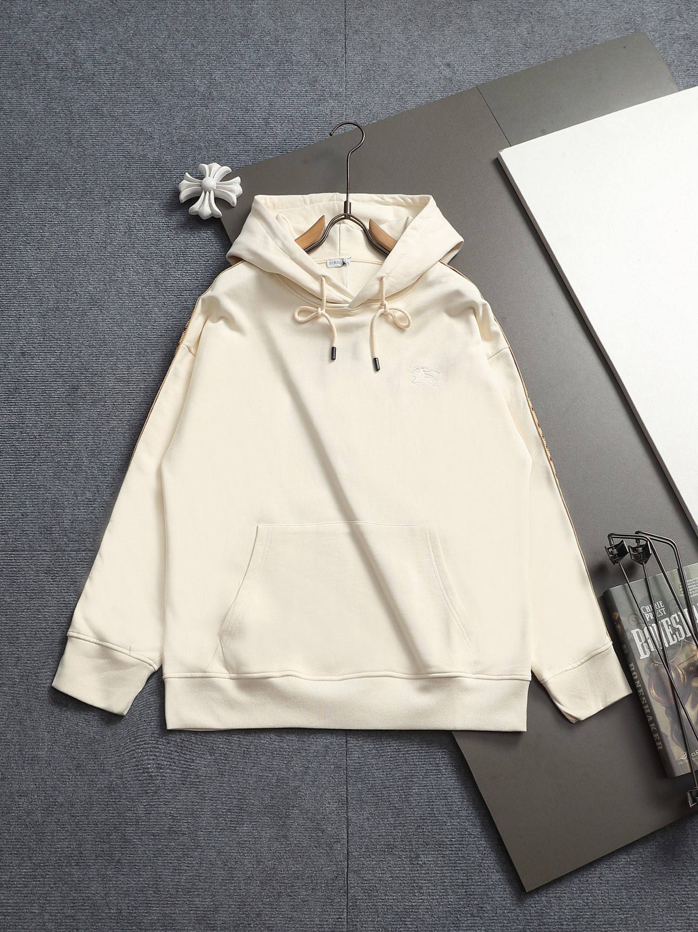 Burberry Cream Drawstring Hoodie
