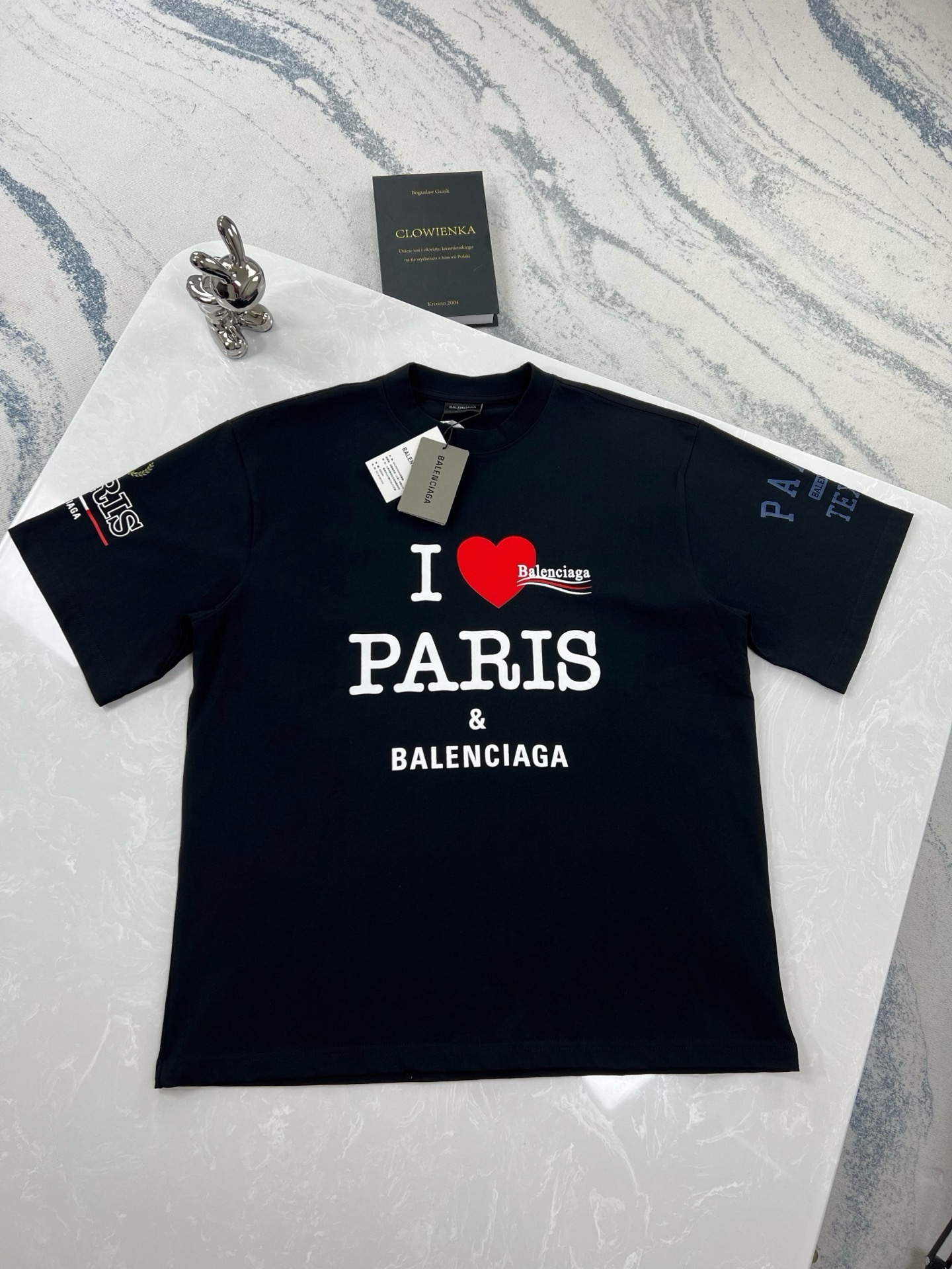 P80 (versión alta) BALENCIAGA-París edición limitada I[corazón] serie PARIS POLCAMP camiseta de manga corta con estampa…