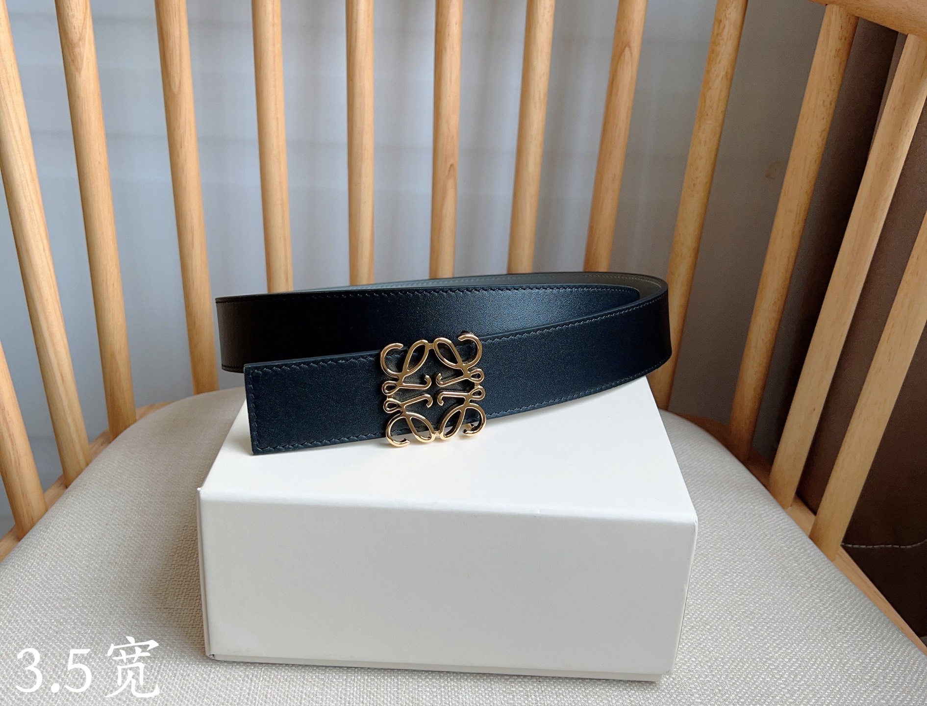 Loewe Smooth Leather Anagram Belt with Pin Buckle, 3.5cm Width