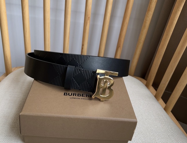 Burberry Italian-Made Black Leather Belt with Embossed Check and Gold Buckle 1 Burberry Italian-Made Black Leather Belt with Embossed Check and Gold Buckle