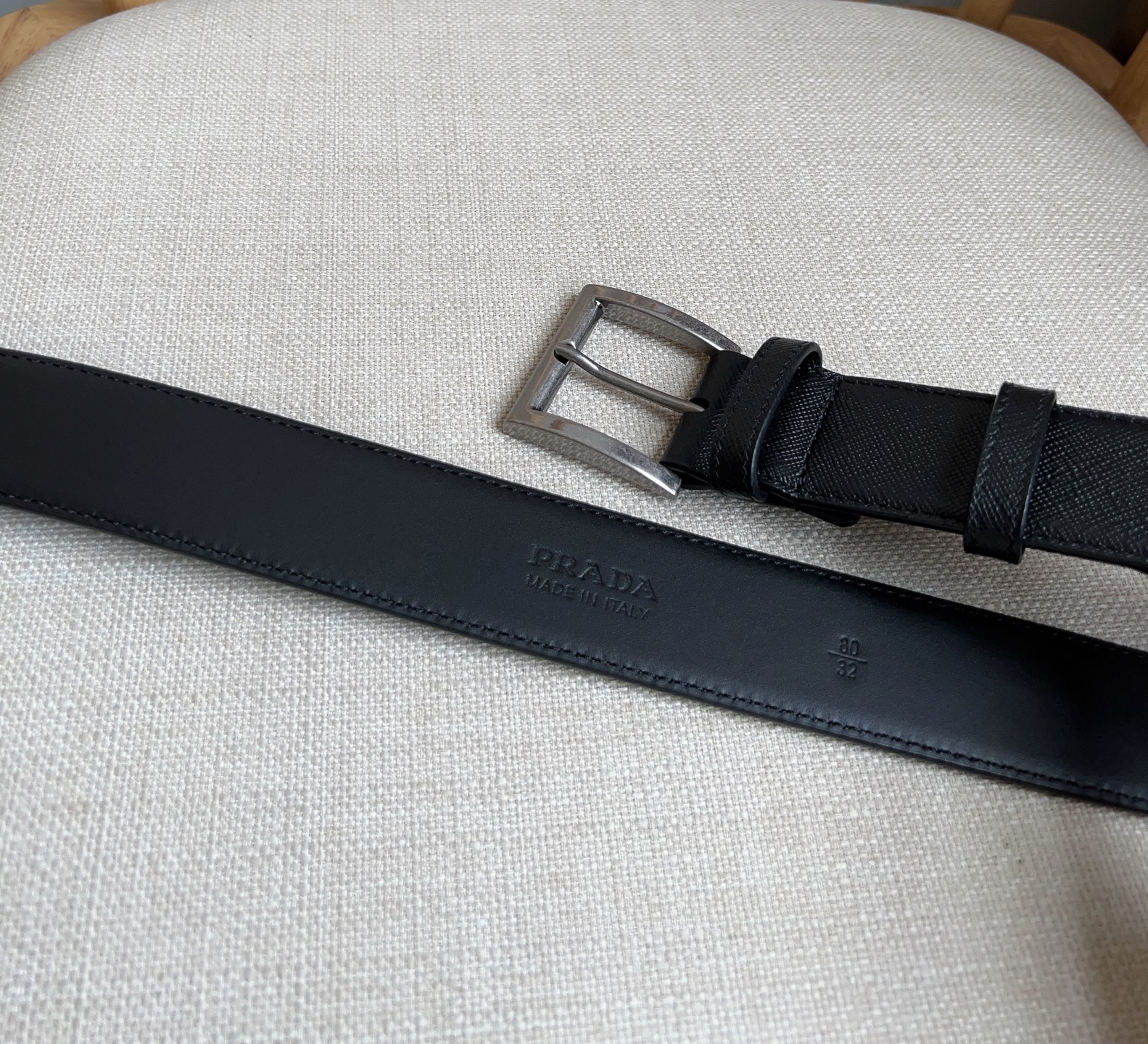 Prada Saffiano Leather Belt with Metal Buckle, Unisex, 3.5cm Wide 4 i1749399517998 1325 0 2