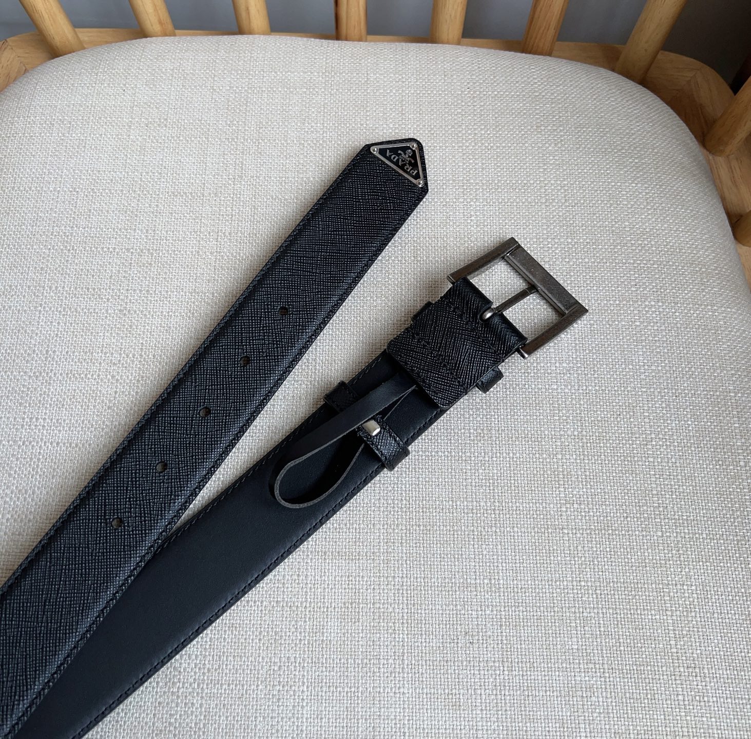 Prada Saffiano Leather Belt with Metal Buckle, Unisex, 3.5cm Wide 7 i1749399518036 7804 0 5