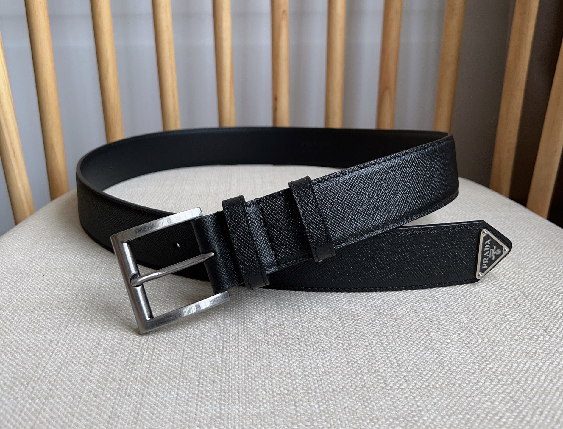 Prada Saffiano Leather Belt with Metal Buckle, Unisex, 3.5cm Wide 5 i1749399518859 6326 0 3